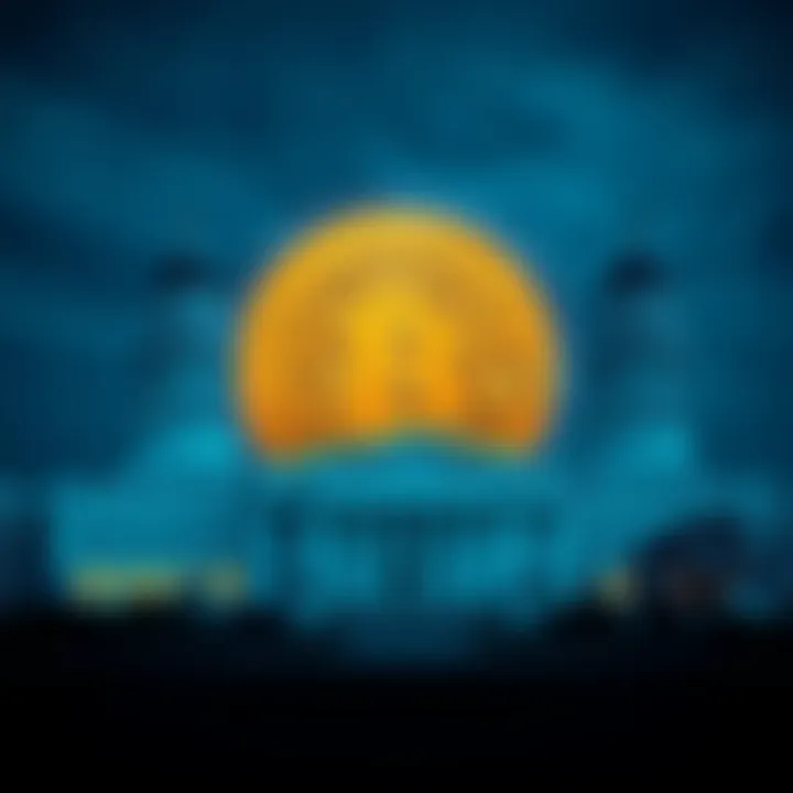 A Bitcoin symbol overlaying government buildings to represent the impact of a government shutdown on cryptocurrencies