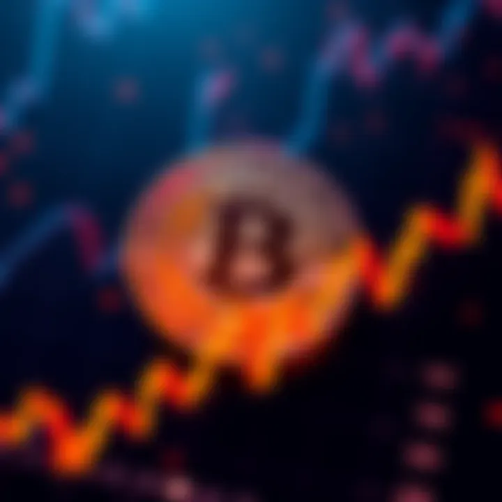 A Bitcoin symbol overlaying a fluctuating financial graph, representing market volatility and investment trends.