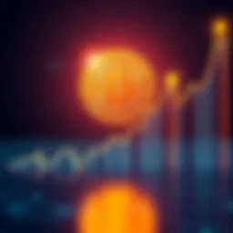 A Bitcoin symbol with an upward trending graph illustrating financial growth