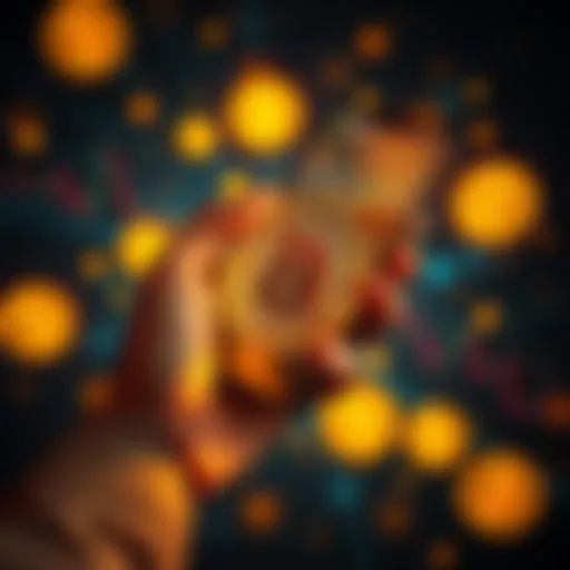 A person holding a smartphone displaying Bitcoin charts, surrounded by digital currency symbols, symbolizing ongoing interest and adoption among young people.