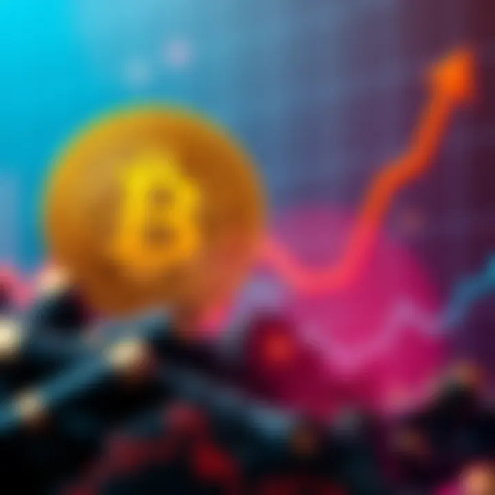 A golden Bitcoin symbol alongside a graph showing upward trends, representing financial growth amidst economic uncertainty.