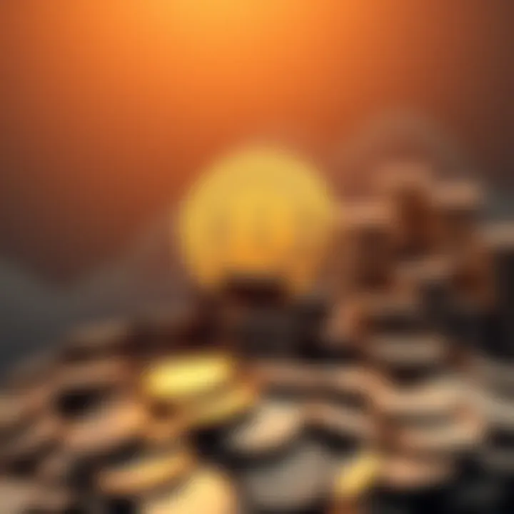 Bitcoin symbol with financial growth A Bitcoin symbol rising above stacks of coins, illustrating financial growth and wealth creation