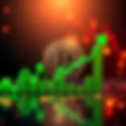 A Bitcoin symbol surrounded by a green upward graph, representing market growth amidst volatility.