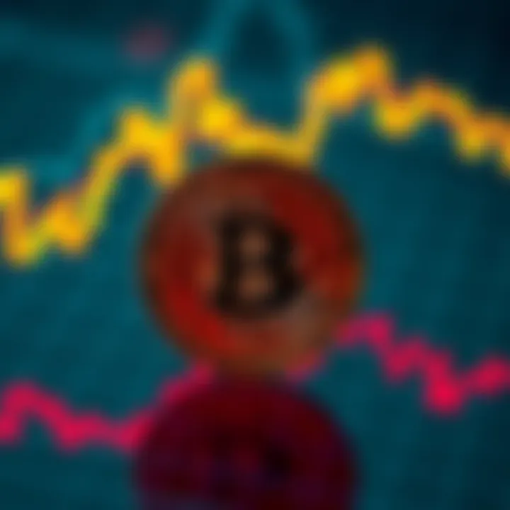 Bitcoin symbol with rising graph A Bitcoin symbol placed over a financial graph showing upward trends, representing growth and investment.