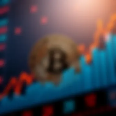 A Bitcoin symbol in front of a rising price graph, representing growth and stability in cryptocurrency investment.