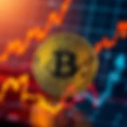 Bitcoin coin against a backdrop of increasing financial graphs and charts, symbolizing growth and inflation changes