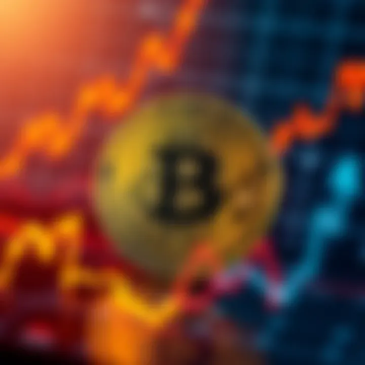 Bitcoin coin against a backdrop of increasing financial graphs and charts, symbolizing growth and inflation changes