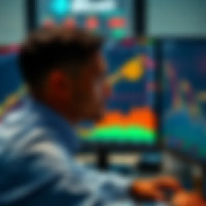 Bitcoin holder reflecting on investments A person looking at a computer screen with Bitcoin charts, showing losses but remaining calm and focused, symbolizing long-term investment strategy