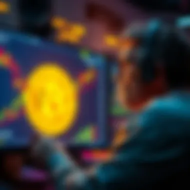Bitcoin holder reflecting on their journey A person looking at a digital screen showing Bitcoin charts, pondering their long-term investment