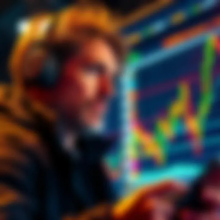 Bitcoin Holder with Strong Belief A confident Bitcoin enthusiast looks at a digital currency chart, showcasing resilience amid market changes.