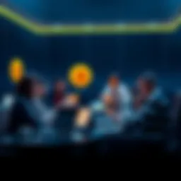 Bitcoin Holders Discuss Future Plans A group of people discussing their long-term Bitcoin investment strategies around a table with laptops and charts