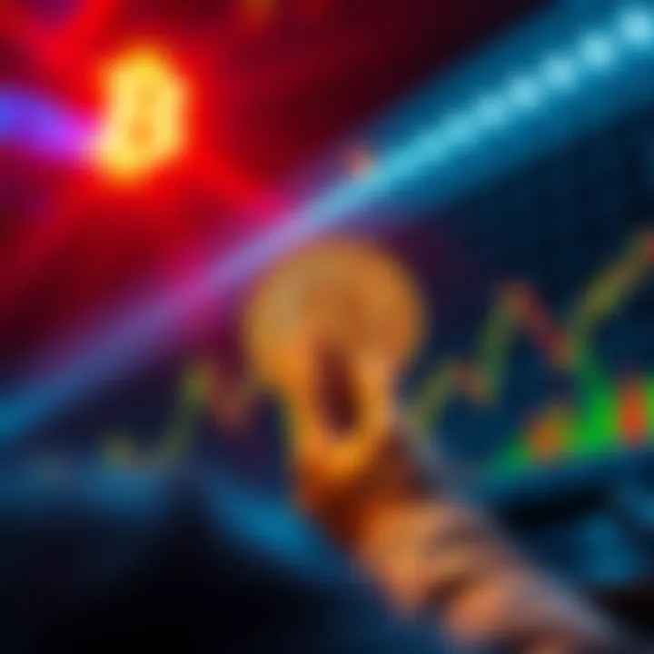 A person looking at a graph showing Bitcoin's price fluctuations over the years, representing ups and downs in the market
