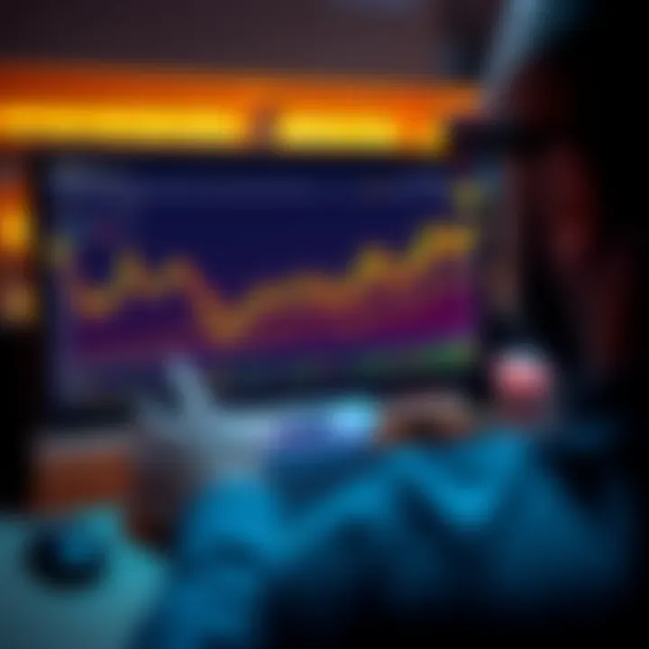 A person looking at a Bitcoin chart on a computer, showing stability and growth in investments.