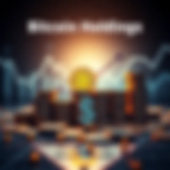 Bitcoin Holdings Growth A graphic showing an upward trend in Bitcoin holdings, with coins stacked and a dollar sign representing value