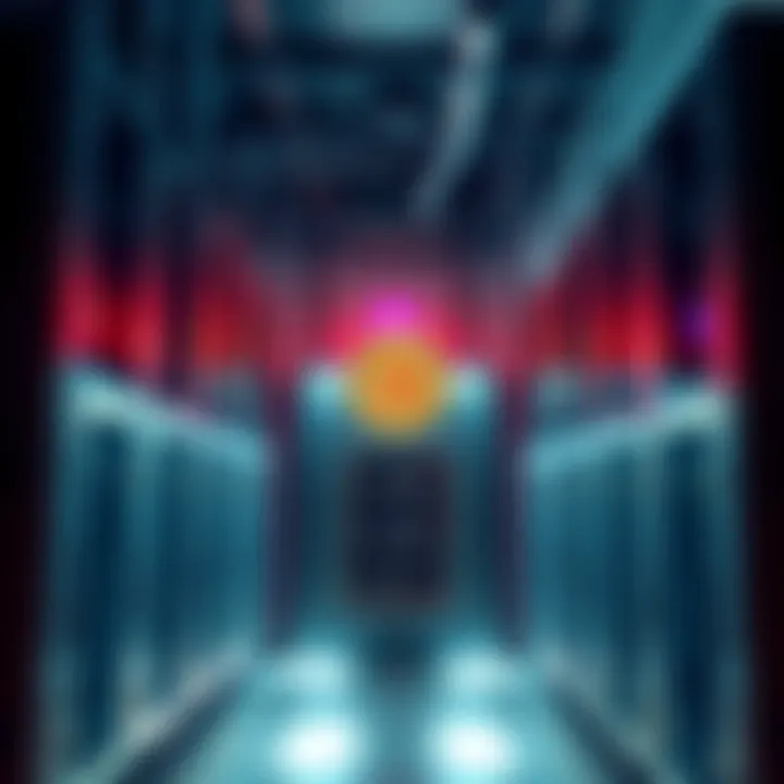 A Bitcoin mining rig connected to a modern HVAC system, showcasing energy efficiency and sustainability.