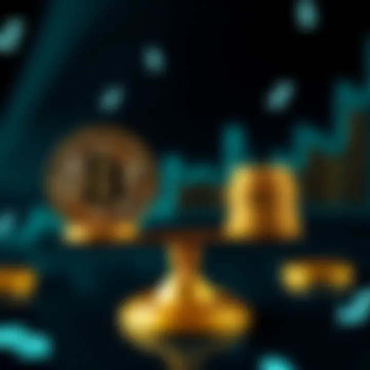 Bitcoin and income ratio concept A visual representation of Bitcoin coins balanced with income symbols like dollar signs, illustrating the relationship between Bitcoin ownership and financial stability.
