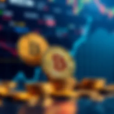 A graphic showing Bitcoin coins alongside a rising index fund graph illustrating passive reinvestment strategies