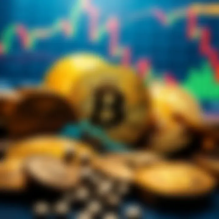 Bitcoin Value with Falling Inflation A graphic showing Bitcoin coins declining in value as inflation rates drop, with a financial chart in the background.