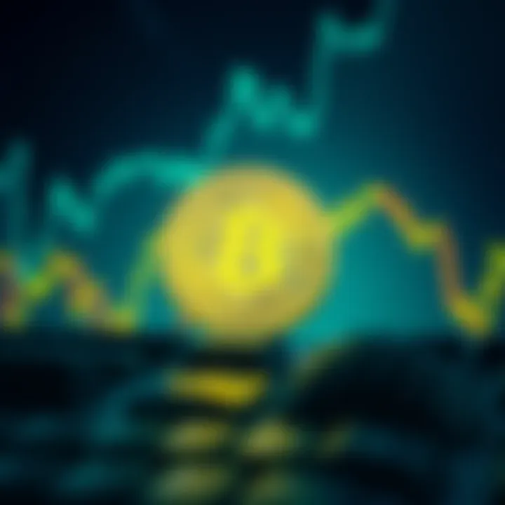 A graphic showing Bitcoin symbol with a backdrop of rising inflation graphs, illustrating economic trends