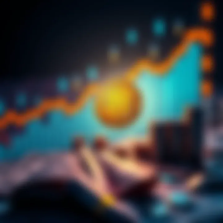 A graphic showing a Bitcoin symbol rising against a backdrop of increasing inflation symbols and currency notes, illustrating financial security.