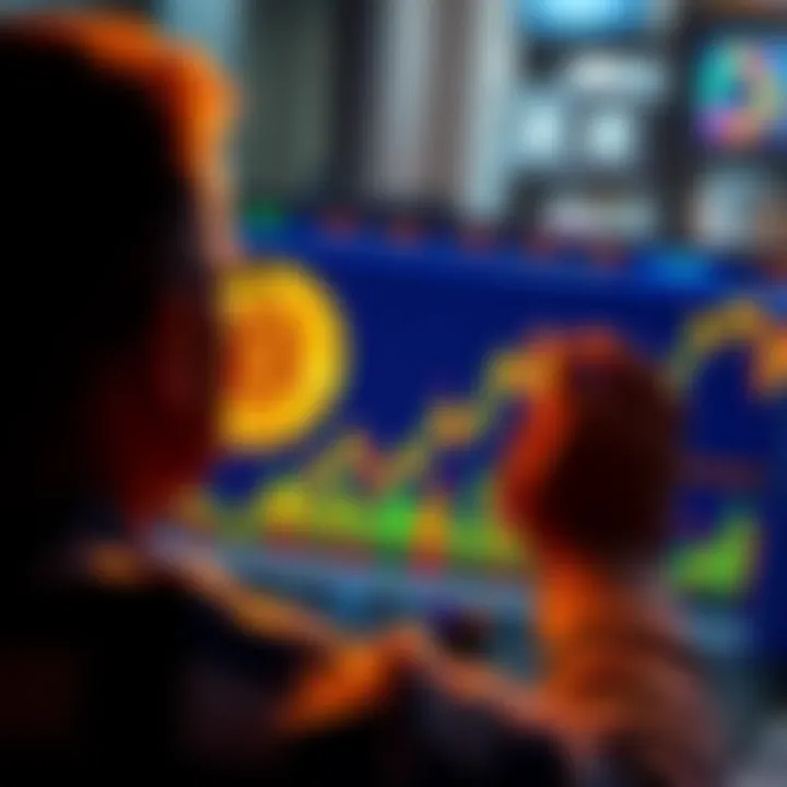 A person looking at rising Bitcoin charts on a screen, symbolizing investment potential and optimism for future gains.