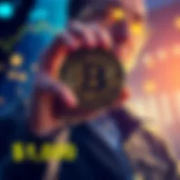 Illustration of a person holding a Bitcoin while calculating monthly investments