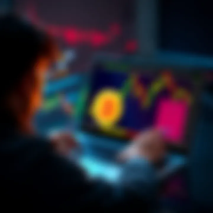 A person looking at Bitcoin charts on a laptop, showing interest in cryptocurrency investment.