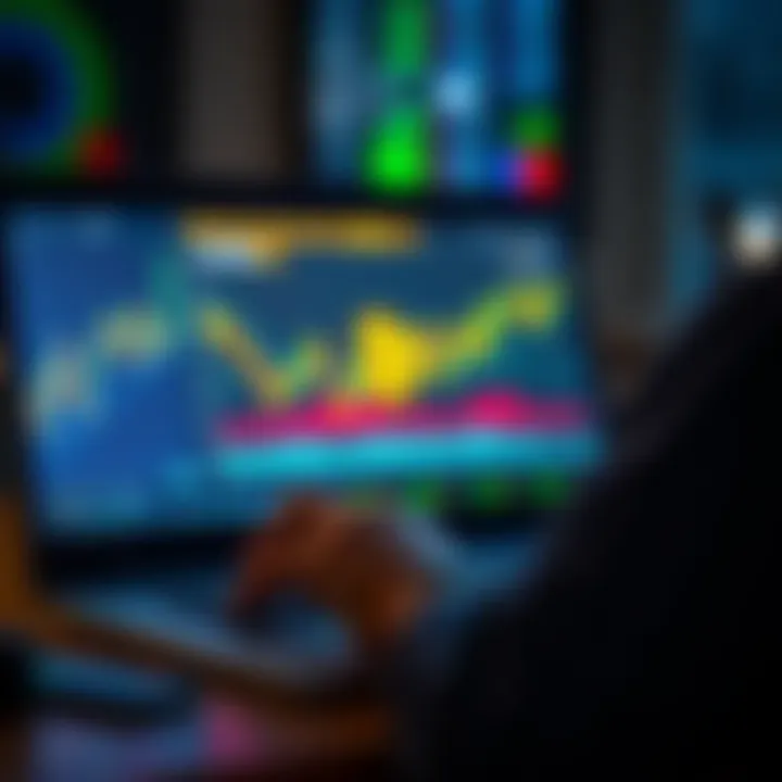 Bitcoin Investment A person reviewing Bitcoin trends on a laptop with charts and graphs on the screen.