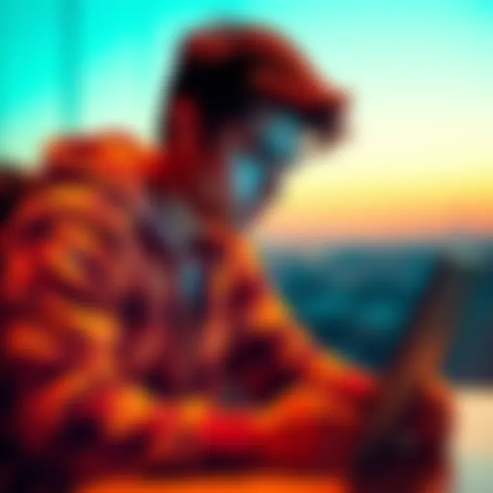 A 21-year-old individual looking at a laptop displaying Bitcoin information, considering investments while planning for future relocation.