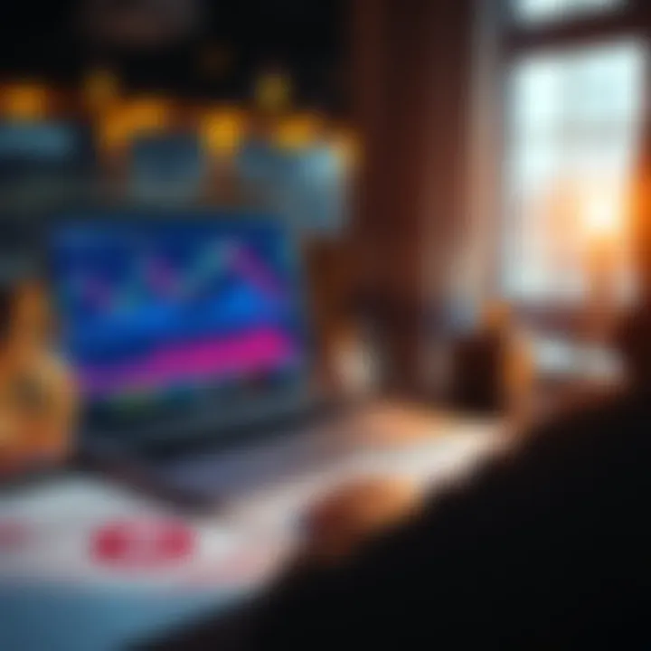 Bitcoin Investment A person analyzing Bitcoin charts on a laptop with financial documents on the table.