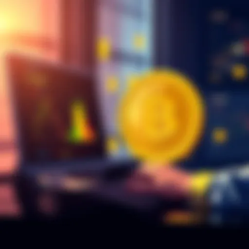 Illustration showing a person using a computer to purchase Bitcoin through a bank or exchange in Australia.