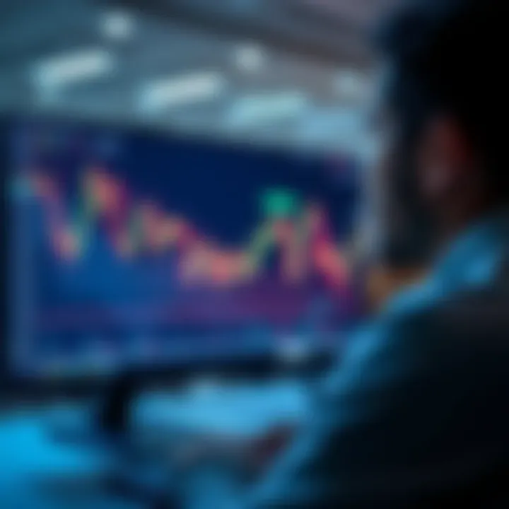 Bitcoin investment during market drop A person looking at a computer screen showing a falling Bitcoin chart, symbolizing investment challenges during a bear market