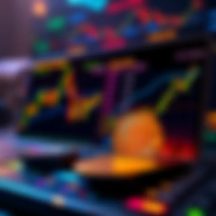 A visual representation of a DCA calculator for Bitcoin investments, showing fluctuating BTC prices and investment comparison graphs