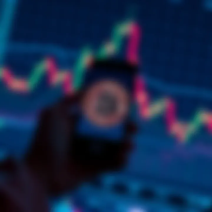 A person holding a smartphone displaying the Bitcoin logo with a price chart in the background, symbolizing cryptocurrency investment.