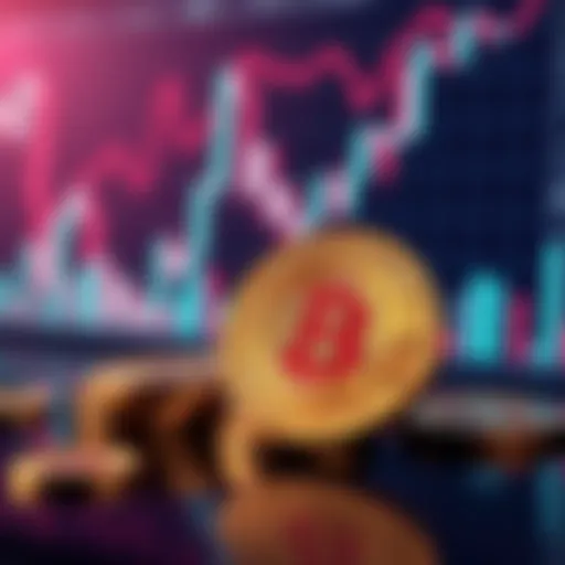 A graphic representation of Bitcoin coins and a stock market chart, symbolizing investment trends.