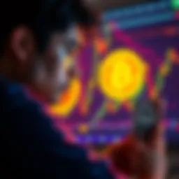Individual looking at Bitcoin charts and pondering investment options with cash savings nearby