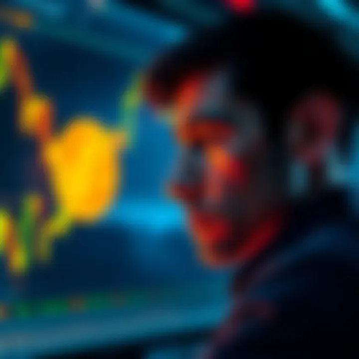 Individual looking at a Bitcoin chart with a concerned expression