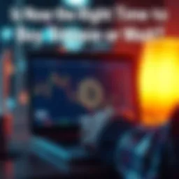 Bitcoin investment decision A person looking at a Bitcoin chart on a laptop, considering whether to buy now or wait for better prices