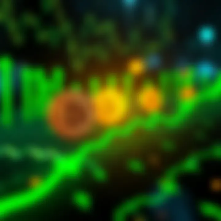 A graphic showing the positive growth of Bitcoin investments over time without any losses, with upward arrows and green color tones.