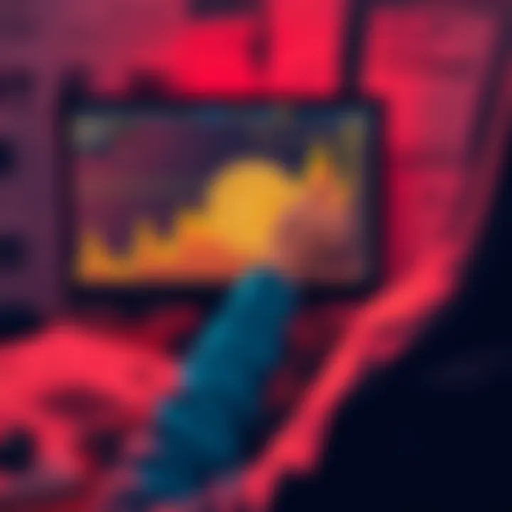 Bitcoin Investment and Hedge Funds A person examining a Bitcoin chart on a computer, with financial news articles in the background and a graph showing upward trends.