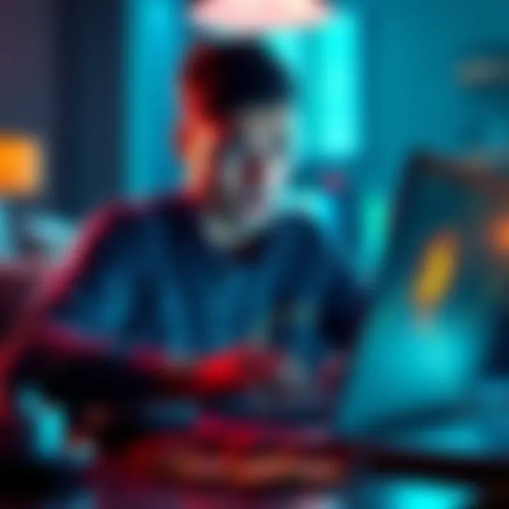 A person looking worried while checking Bitcoin prices on a laptop, illustrating the ups and downs of their investment experience.