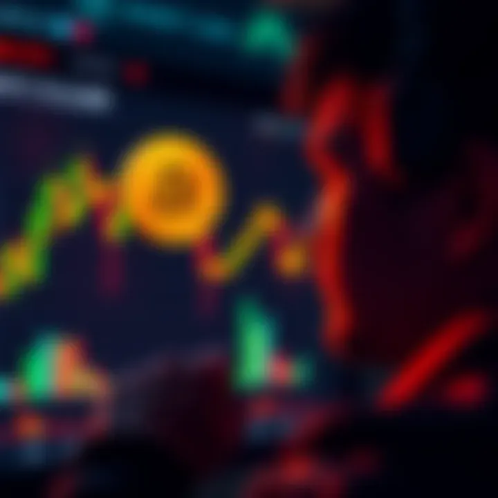 A person looking at a graph showing a dip in Bitcoin prices, contemplating buying Bitcoin.