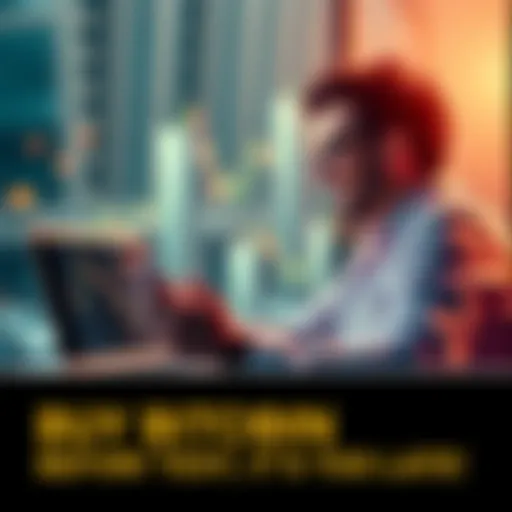 A person excitedly analyzing Bitcoin charts on a laptop, symbolizing the potential of cryptocurrency investment.