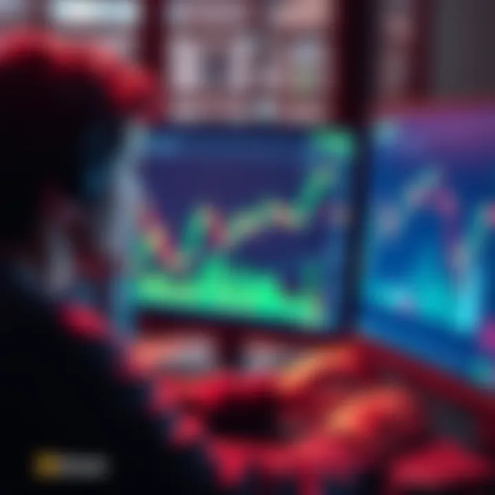 A person looking at Bitcoin trend charts on a computer, representing long-term investment in cryptocurrencies.