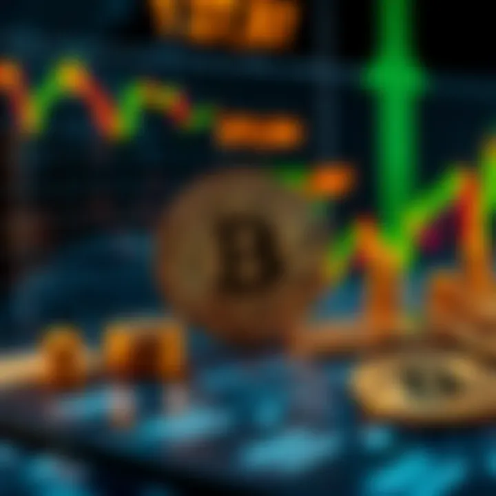 A visual representation of Bitcoin investment strategies including dollar-cost averaging and portfolio balancing with IVV, highlighting financial charts and cryptocurrency symbols.