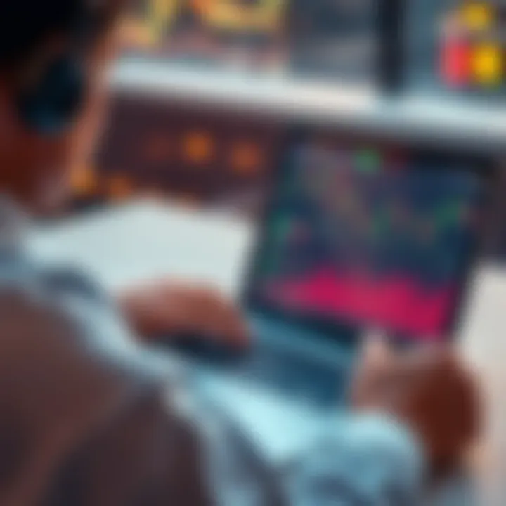 A person analyzing Bitcoin market trends on a laptop with charts and graphs displayed, highlighting key investment rules.