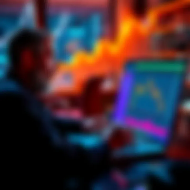 A person analyzing Bitcoin investment options on a laptop, considering strategies like dollar-cost averaging and purchase splitting.