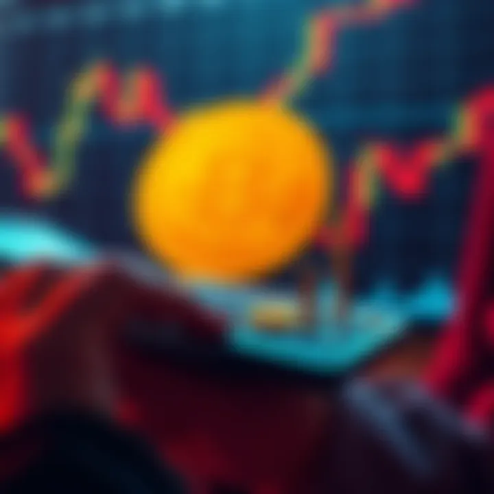 Bitcoin Investment Strategy A person calculating monthly investments in Bitcoin on a calculator with a financial chart and Bitcoin symbol in the background.