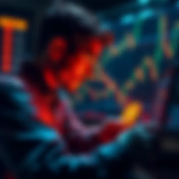 A visual representation of a person analyzing Bitcoin price charts and planning investments during market dips.