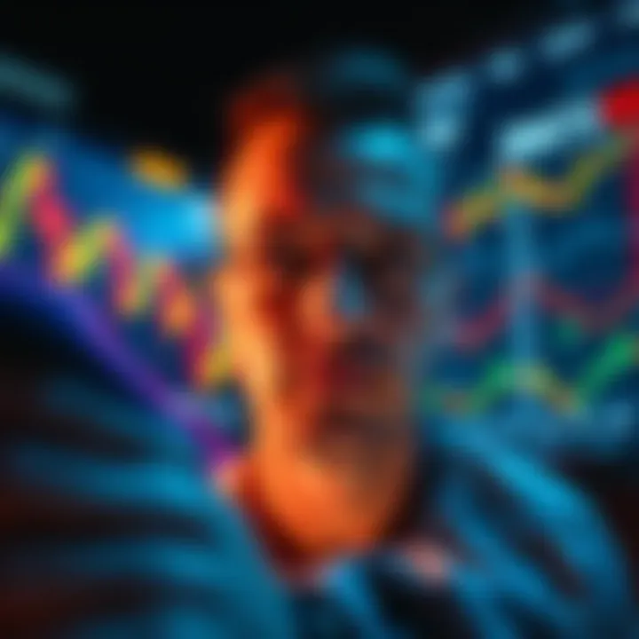 Person looking at Bitcoin charts with a focused expression, planning future investments in cryptocurrency.